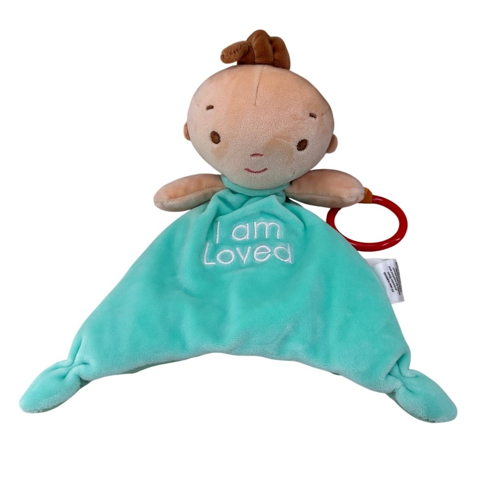 Kids for Culture I Am Loved Baby Lovey‎ Security Blanket Teal Plush KC50444